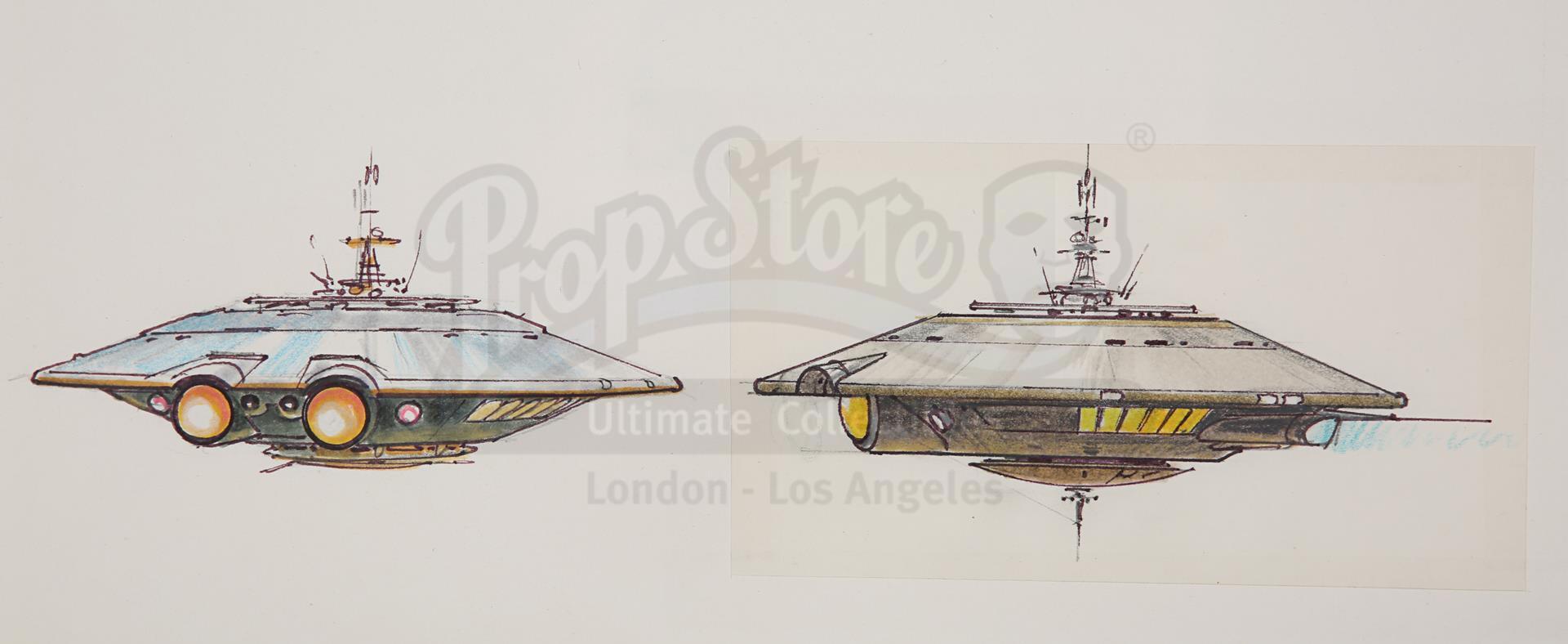 *BATTERIES NOT INCLUDED (1987) - Pair of Hand-drawn Ralph McQuarrie "Pop" Spaceship Illustration She - Image 5 of 6