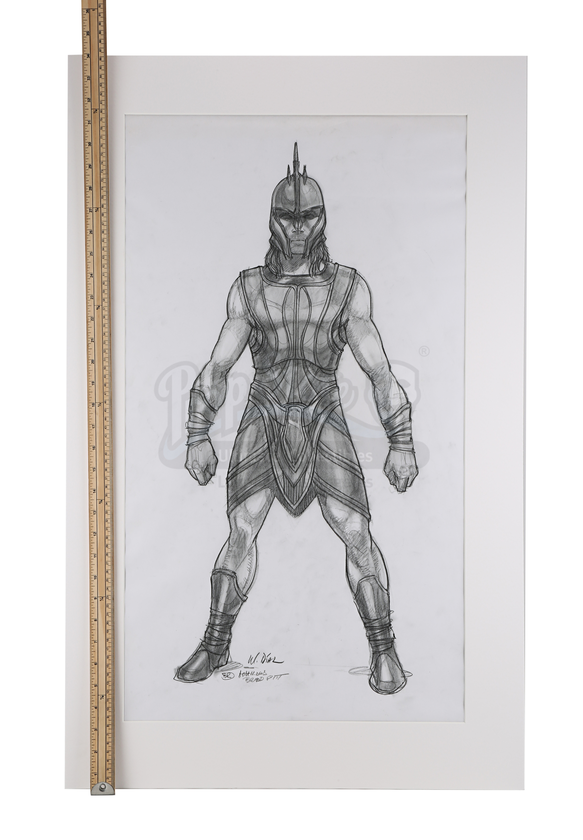 TROY (2004) - Mariano Diaz Hand-drawn Achilles (Brad Pitt) Costume Sketch - Image 8 of 9