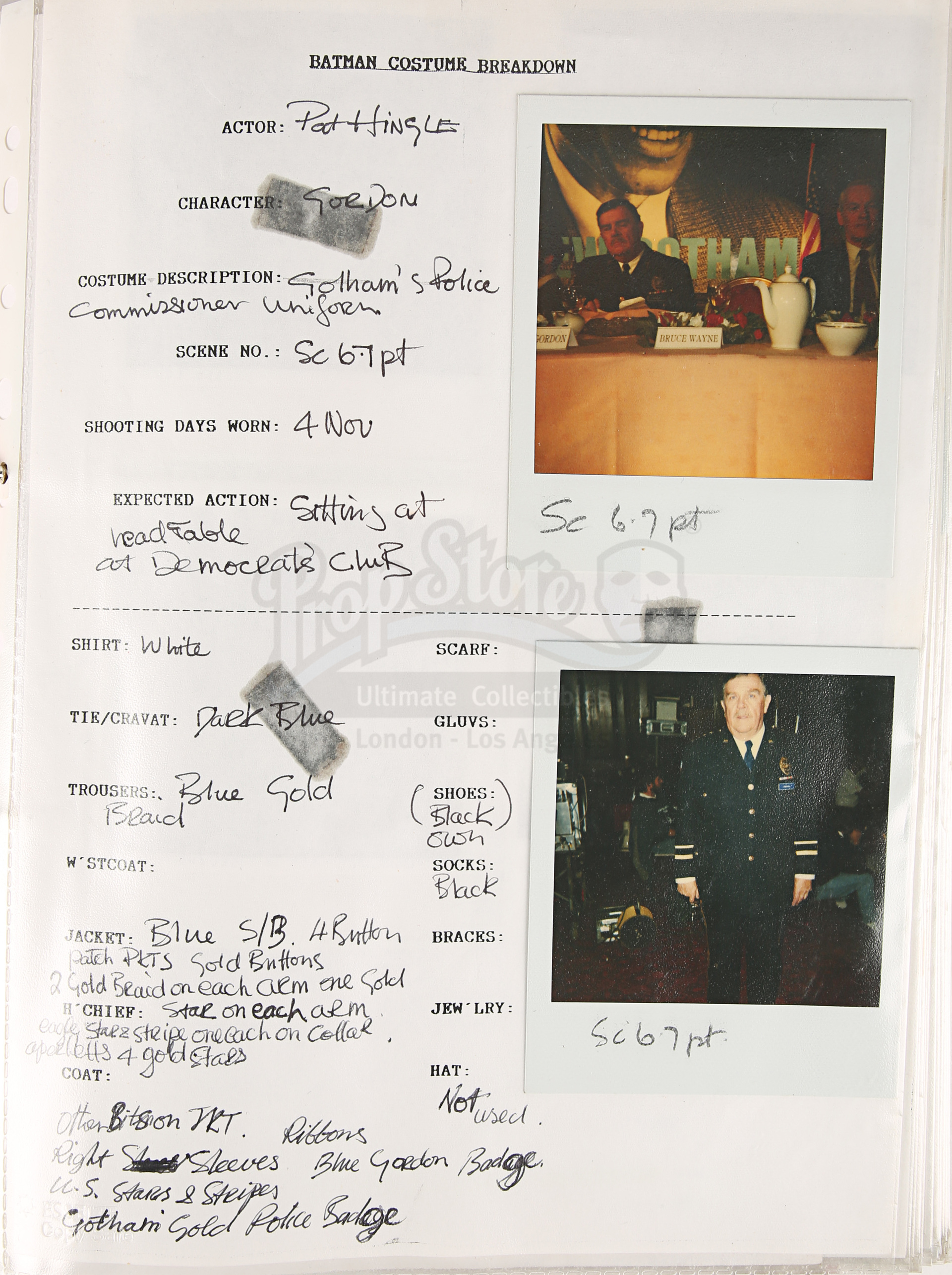 BATMAN (1989) - Costume Continuity Binder Featuring Archive of Main Cast Polaroids - Image 49 of 51