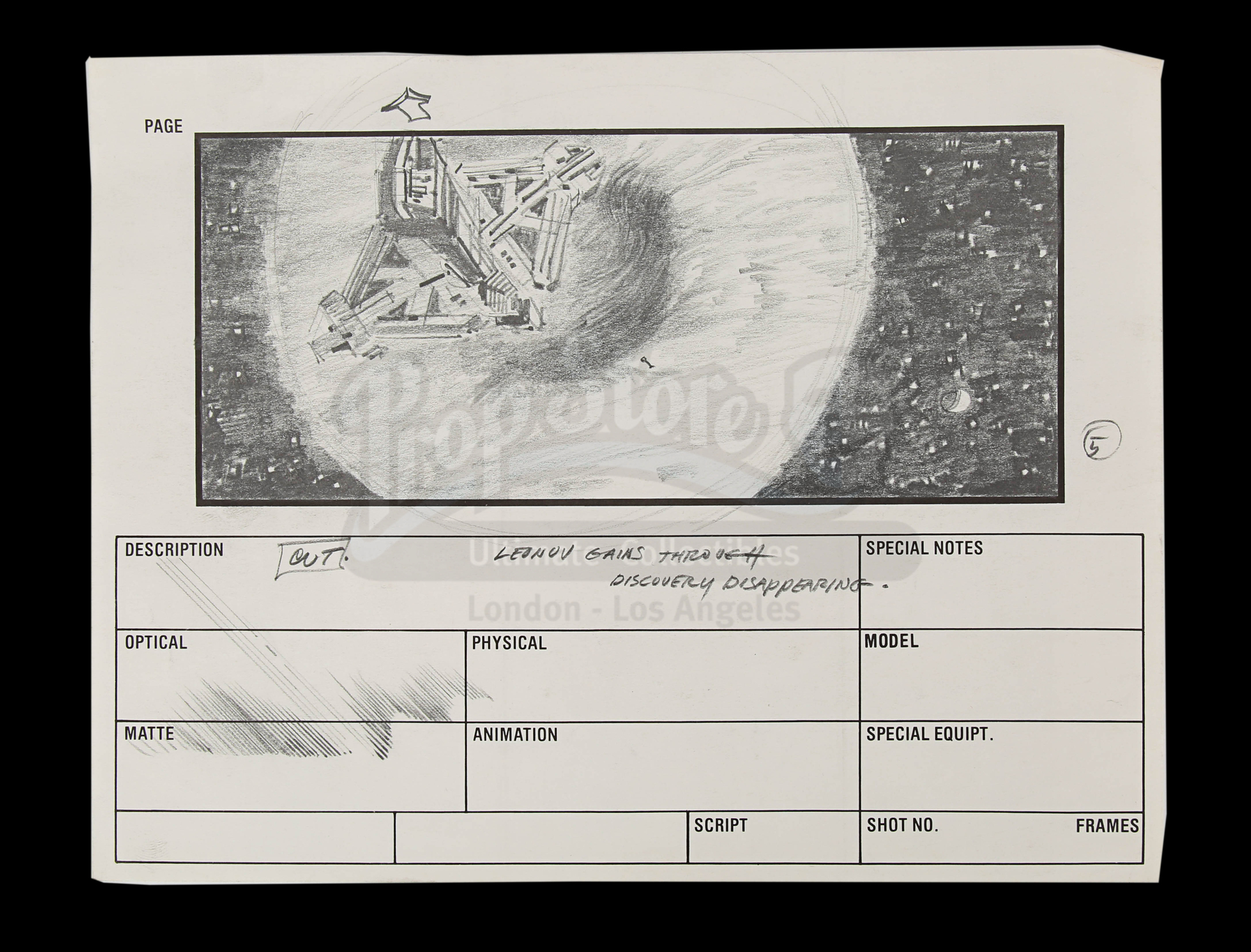 2010: THE YEAR WE MAKE CONTACT (1985) - Hand-Drawn Storyboards: Jupiter Escape - Image 2 of 9