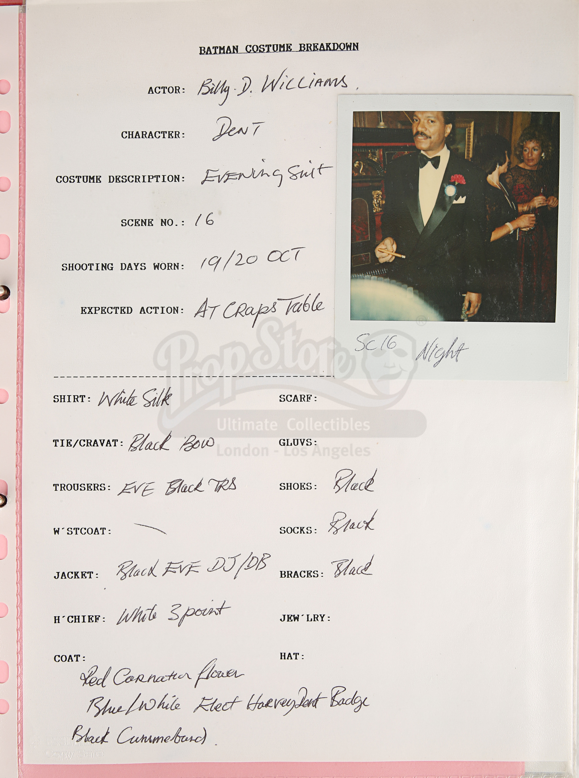 BATMAN (1989) - Costume Continuity Binder Featuring Archive of Main Cast Polaroids - Image 39 of 51