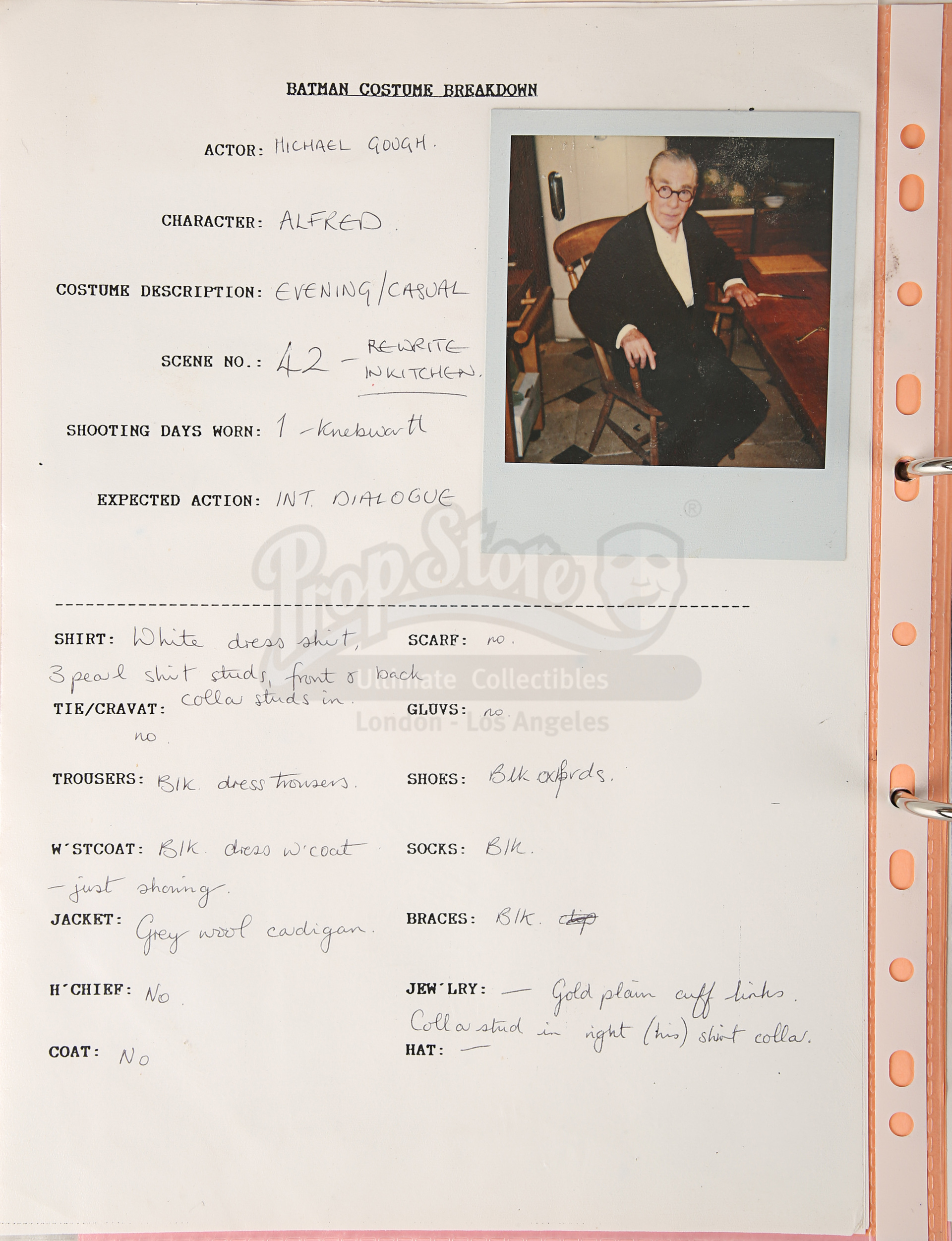 BATMAN (1989) - Costume Continuity Binder Featuring Archive of Main Cast Polaroids - Image 35 of 51