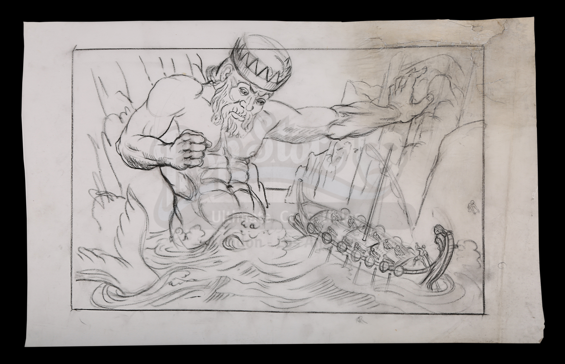 JASON AND THE ARGONAUTS (1963) - Ray Harryhausen Hand-Drawn Concept Sketch of Triton (William Gudgeo