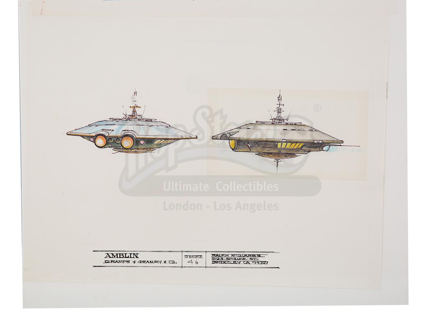 *BATTERIES NOT INCLUDED (1987) - Pair of Hand-drawn Ralph McQuarrie "Pop" Spaceship Illustration She - Image 3 of 6