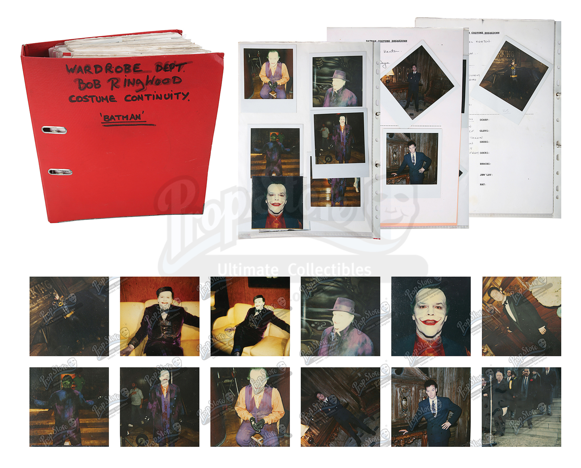 BATMAN (1989) - Costume Continuity Binder Featuring Archive of Main Cast Polaroids