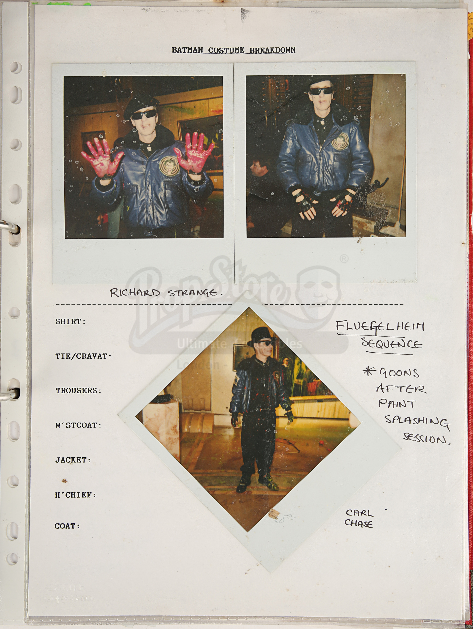 BATMAN (1989) - Costume Continuity Binder Featuring Archive of Main Cast Polaroids - Image 24 of 51