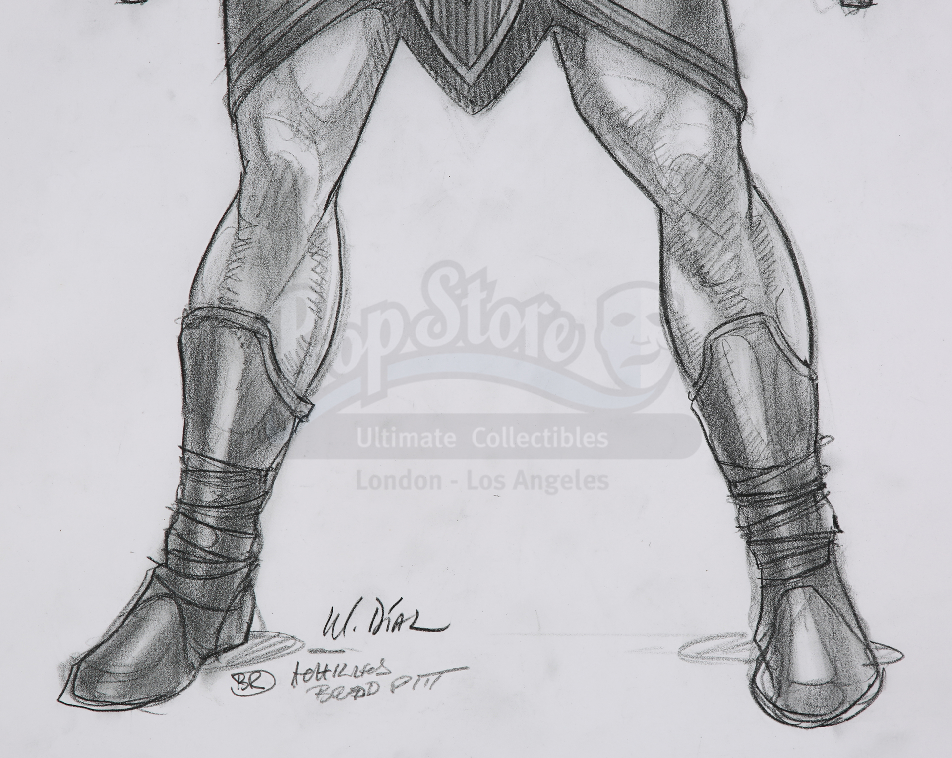 TROY (2004) - Mariano Diaz Hand-drawn Achilles (Brad Pitt) Costume Sketch - Image 5 of 9