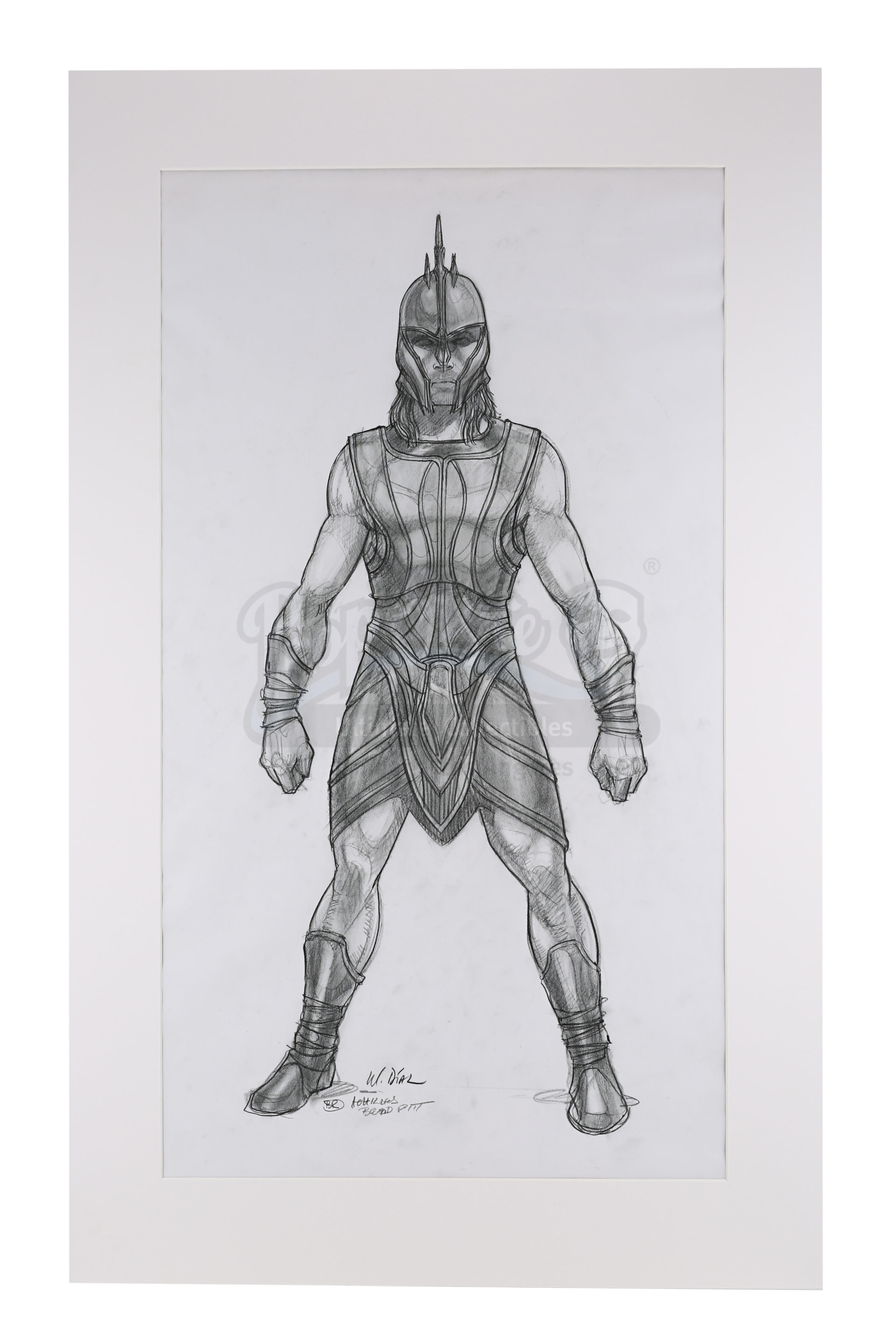 TROY (2004) - Mariano Diaz Hand-drawn Achilles (Brad Pitt) Costume Sketch - Image 2 of 9