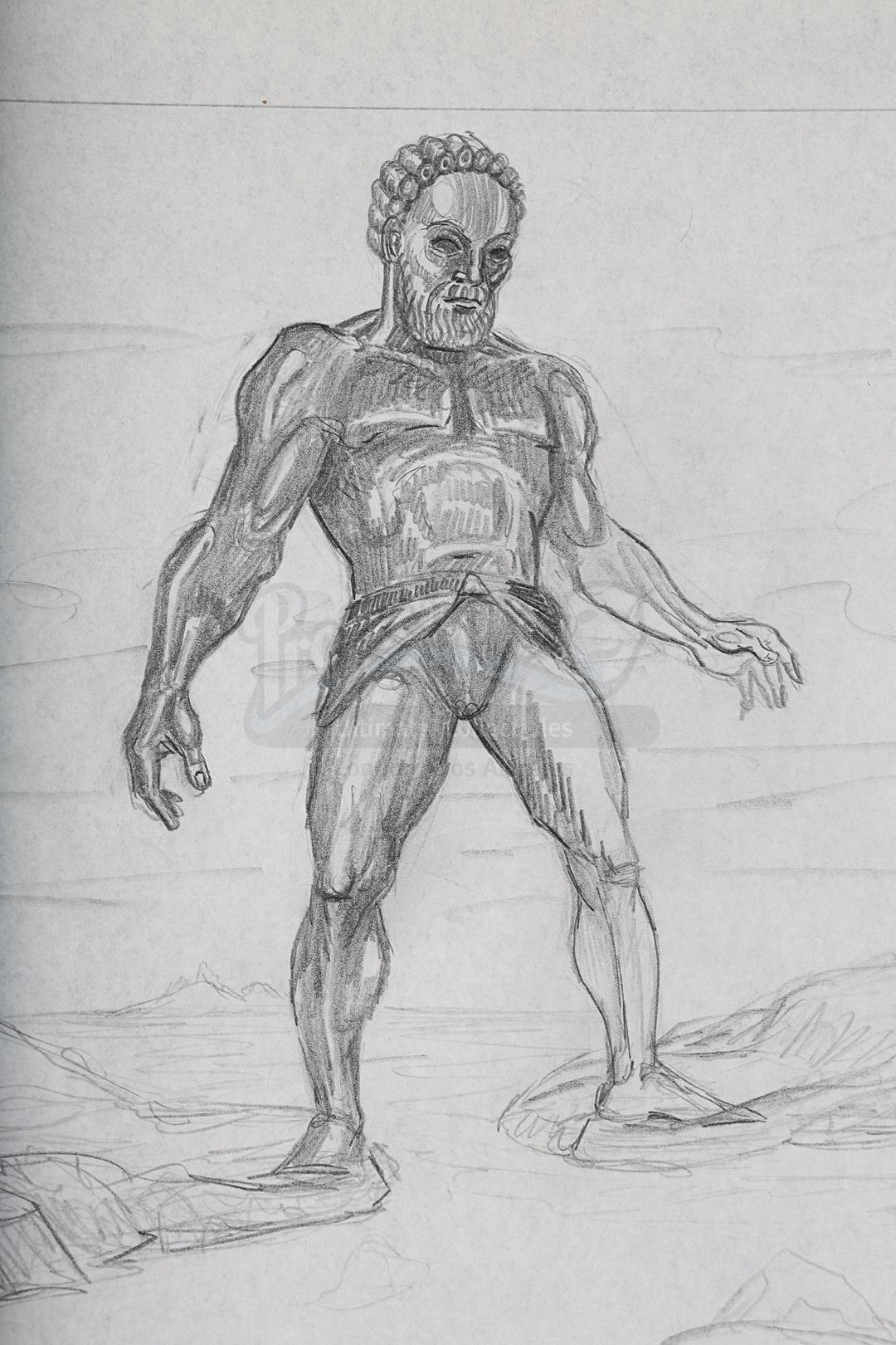 JASON AND THE ARGONAUTS (1963) - Ray Harryhausen Hand-Drawn Concept Sketch of Talos - Image 2 of 6