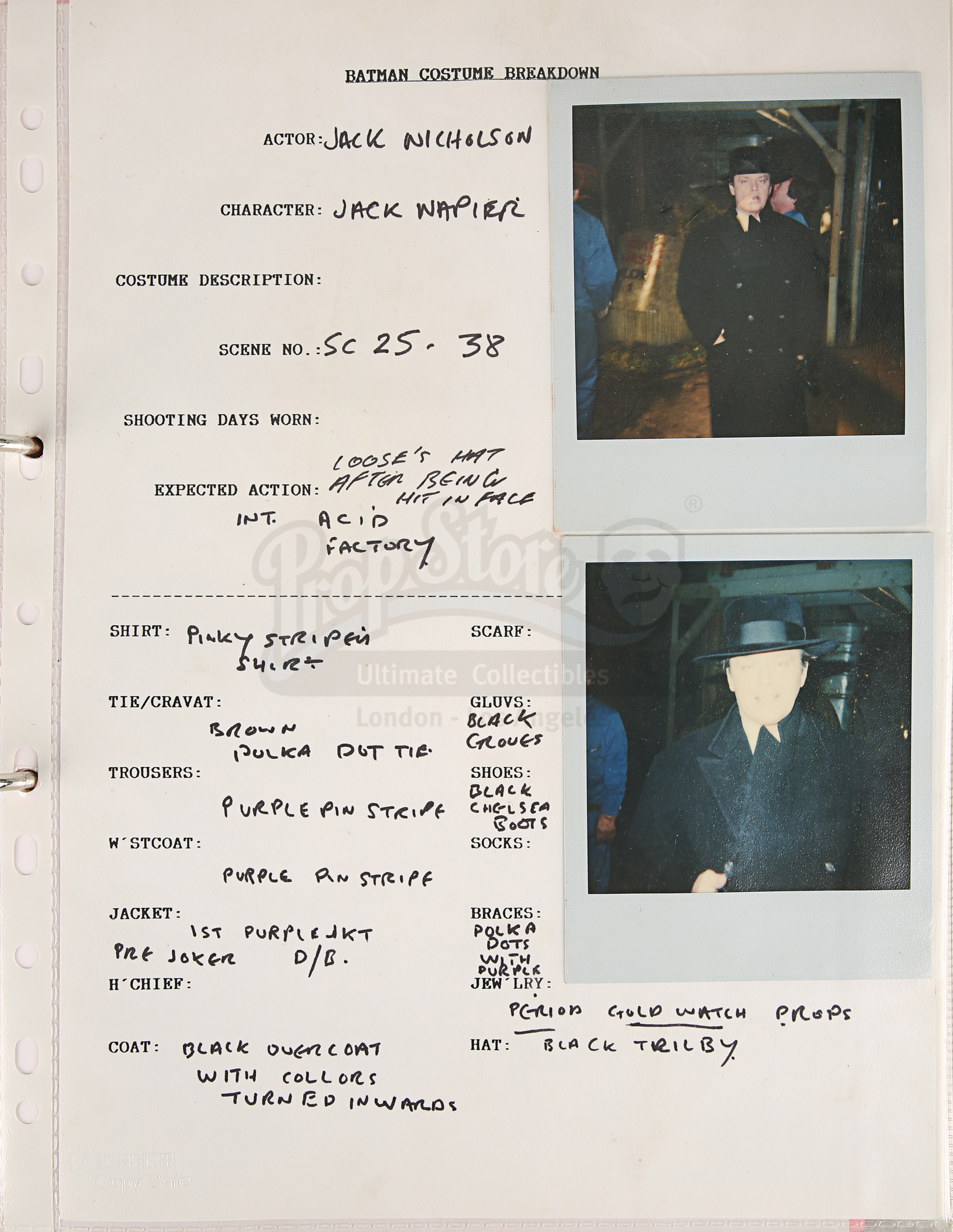 BATMAN (1989) - Costume Continuity Binder Featuring Archive of Main Cast Polaroids - Image 37 of 51