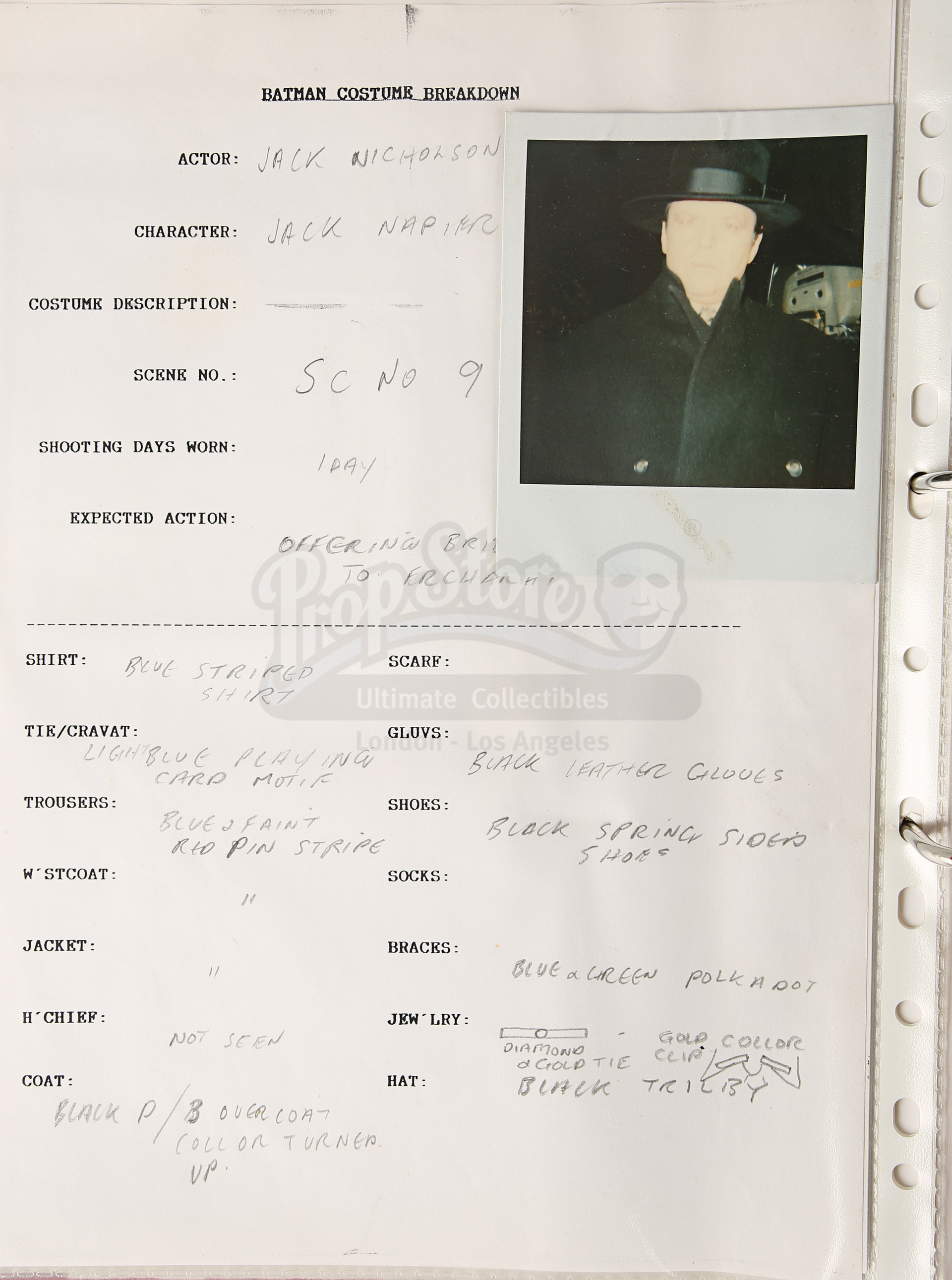 BATMAN (1989) - Costume Continuity Binder Featuring Archive of Main Cast Polaroids - Image 47 of 51