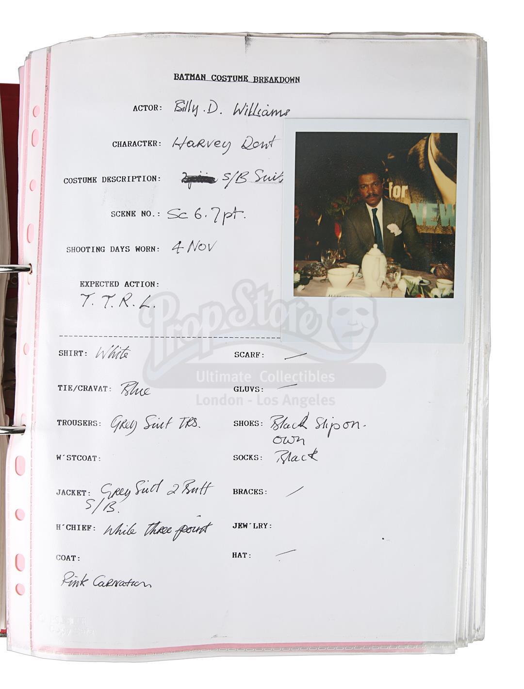 BATMAN (1989) - Costume Continuity Binder Featuring Archive of Main Cast Polaroids - Image 14 of 51
