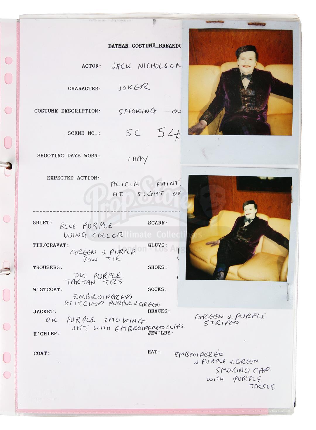 BATMAN (1989) - Costume Continuity Binder Featuring Archive of Main Cast Polaroids - Image 6 of 51