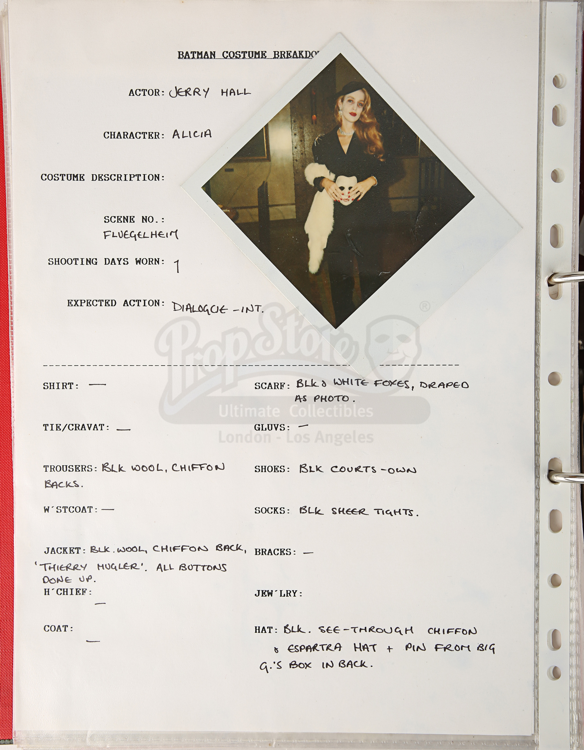 BATMAN (1989) - Costume Continuity Binder Featuring Archive of Main Cast Polaroids - Image 22 of 51