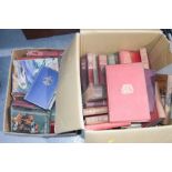 Two boxes of books, mainly childrens, including Kelly's directory of Leicestershire and Rutland