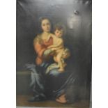 A large late 19th century oil on canvas Madonna by Moorilos from Pitti Palace, a copy made by