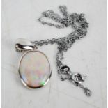 An opal pendant set in sterling silver, 5.4g.
