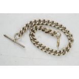 A silver Victorian albert pocket watch chain, 3.49toz.