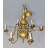 An antique brass Belgian chandelier, 67cm high.