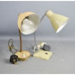 Two vintage table lamps, one angle adjustable example.