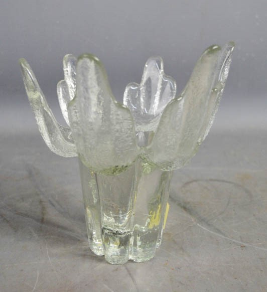 A German mid century glass vase, 18cm high.