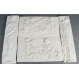 Four Grecian plaster panels, depicting cherubs.