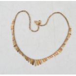 A 9ct gold necklace, composed of yellow metal, rose gold and white gold segments, 6g.