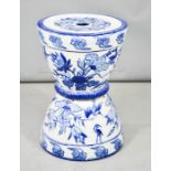 A Chinese blue and white garden seat, 41cm high.