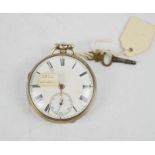 A silver 19th century pocket watch, London 1860, white enamel face with inset seconds dial, case
