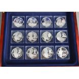 A Silver proof collection of Monarchs of The United Kingdom, set of twelve, individually hallmarked,