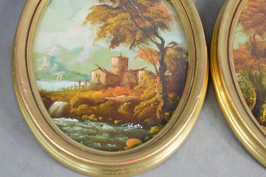 A pair of oval Italian oil on canvas. - Image 2 of 2