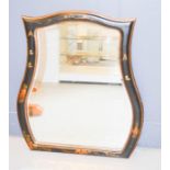 A Chinoiserie black lacquered mirror, 105 by 88cm.