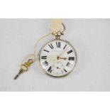 A silver 19th century open faced pocket watch, London 1876, white enamel dial inscribed Improved