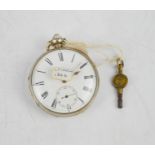 A silver 19th century pocket watch, London 1866, movement signed J Alper, Hull, No 9590.
