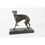 A bronze style model whippet, 16cm high.