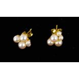 A pair of 9ct gold and pearl earrings.