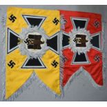 Two WWII Nazi trumpet banners; Infantry, both embroidered with detail.