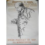 A Russian advertising poster / propaganda poster, depicting Lenin, 95 byb 67cm.