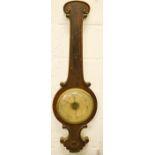 A Jones of London 19th century wheel barometer, rosewood with scroll top, circa 1850.