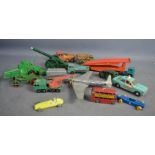 A group of Lesney diecast vehicles and others including plane gun.