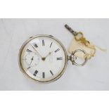A 19th century silver open faced lever pocket watch, Chester 1889, white enamel face with inset