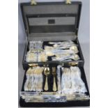 A Solingen German gold plated cutlery set, in brief case.