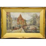 T.W. Morely (20th century): Bruges Townscape, watercolour, 59cms x 38cms