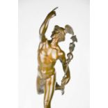 A 19th century bronze figure of Mercury, raised on a marble plinth, unsigned, circa 1880, 72cm