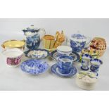 A quantity of ceramics to include a Maling ware Peonie Rose pattern bowl, a Japanese jar, pair of