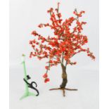 A glass Murano figure, together with a glass Chinese tree.