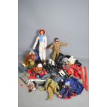 A quantity of Action Men accessories, Action Men, Million Dollar man and outfits.