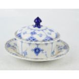 A Royal Copenhagen blue and white dish and cover, with pierced edges, no 102, 1176 to the base.,