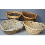 Four wicker baskets.