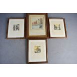 Four tinted engravings depicting Venetian scenes including one of St Mark's Square.